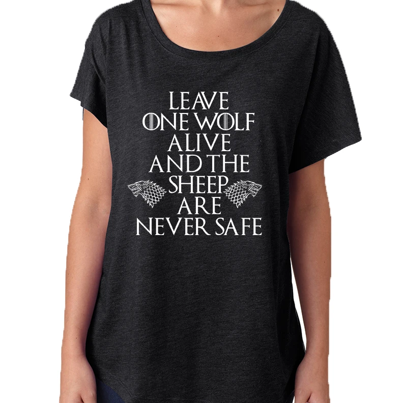 Женщина Dolman оставить один волк Живой овец никогда не безопасно|Футболки| |