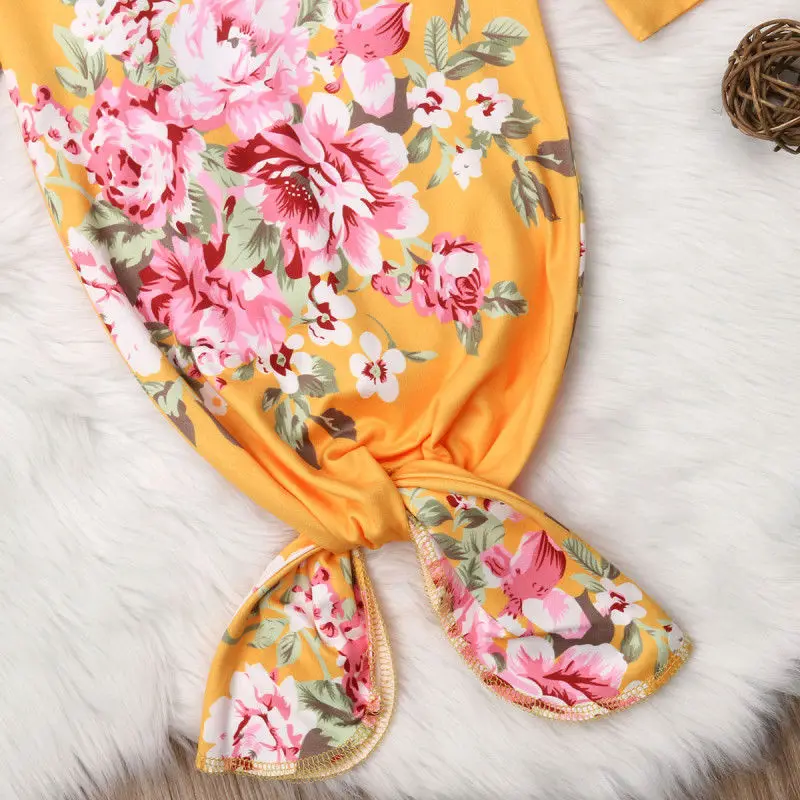 Floral Newborn Baby Boy Girl Muslin Swaddle Soft Blanket Flower Wrap Sleepwear Romper Hat Headband 3PCS Set |