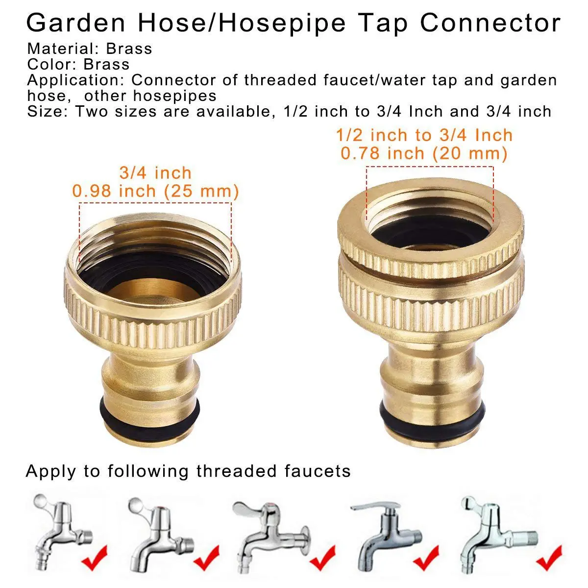 Новый 2 шт латунный садовый шланг/Hosepipe соединитель крана 1/2 дюйма и 3/4 в 1 женский