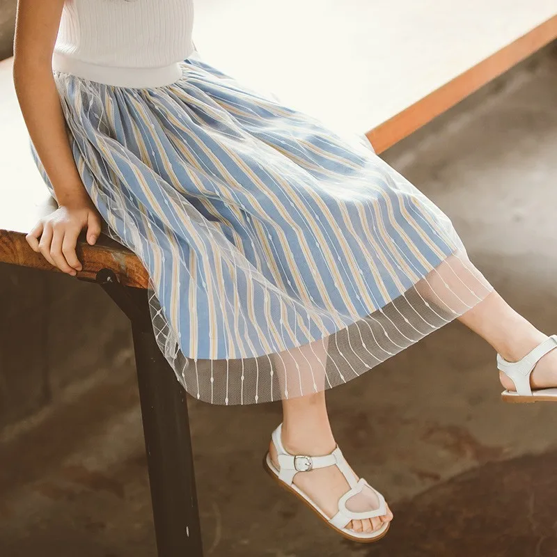 Кружевные лоскутные юбки для девочек подростков хлопковая сетчатая детская юбка