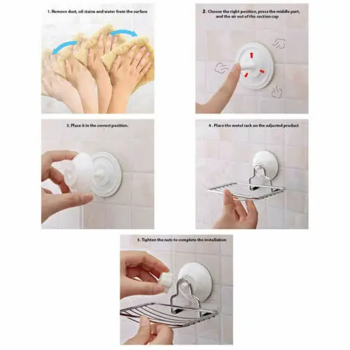 

New Stainless Steel Soap Dish Wall Mounted Holder Suction Cup Bathroom Tray 1pc