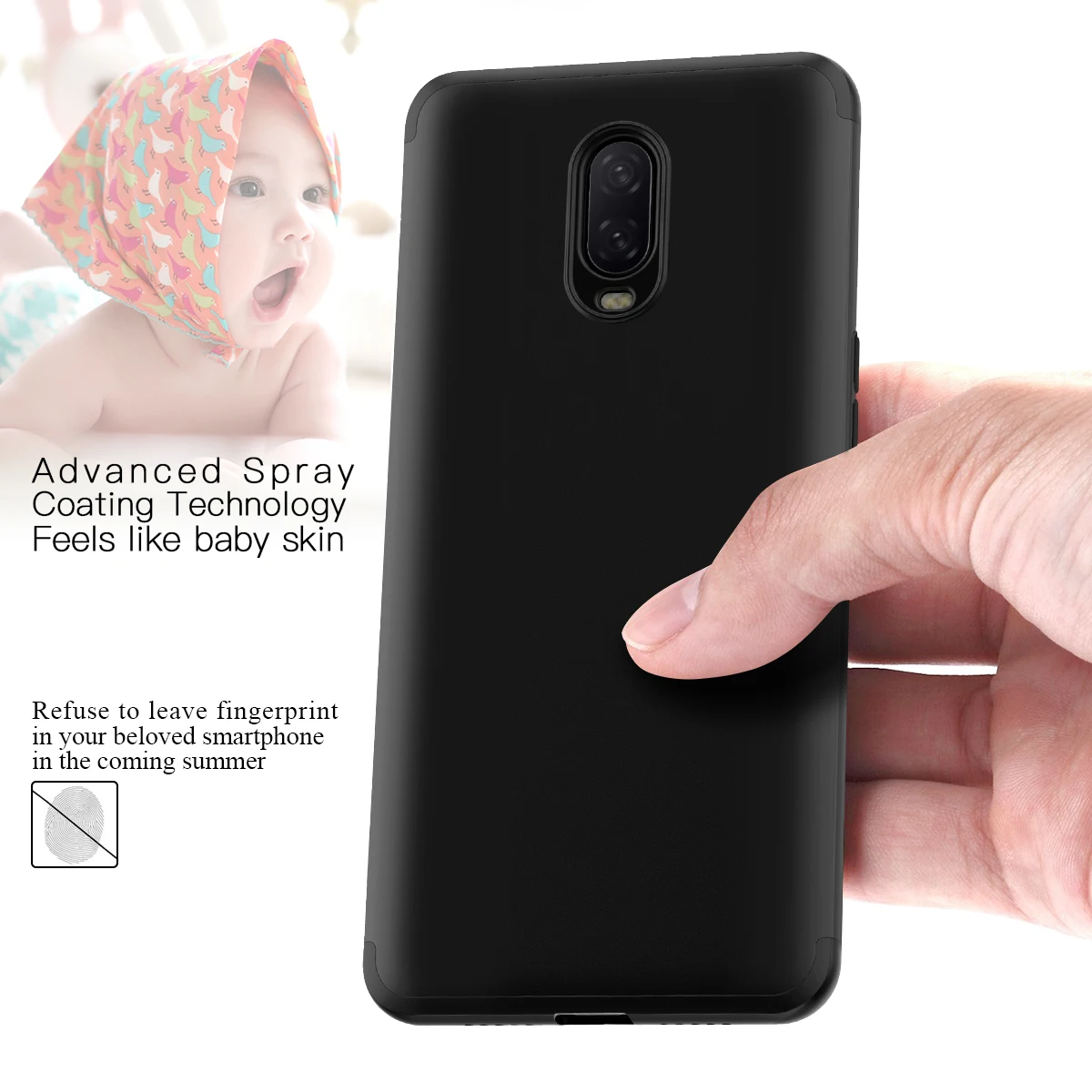 GrandEver Роскошный чехол для Oneplus 6T 360 бампер 3 в 1 Жесткий ПК черный ультра-тонкий