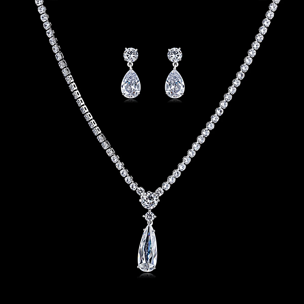 

Elegant New Full AAA Cubic Zirconia Bride Wedding Necklace Earring Set Top Quality Women Prom Party Jewelry Sets CN10192