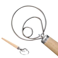professional danish dutch dough whisk with beech handle for better batter and bread dough recipes