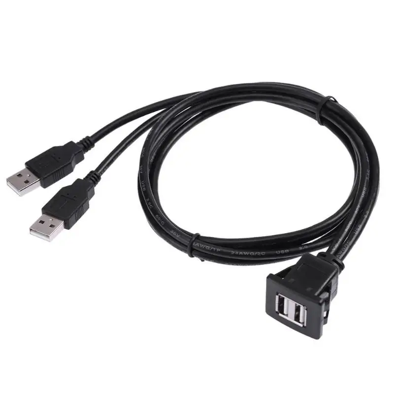 1 м двойной USB2.0 мужчин и женщин автомобильное крепление кабеля USB Панель заподлицо кабель авто гнезда