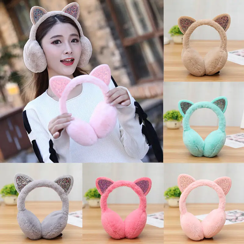 Новые зимние теплые женские наушники для девушек и кошек меховые защиты ушей