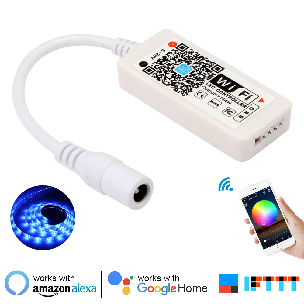 

Беспроводной светодиодный смарт-контроллер WiFi для светодиодных лент 5050 3528 с Alexa Google Assistant IFTTT для Android IOS