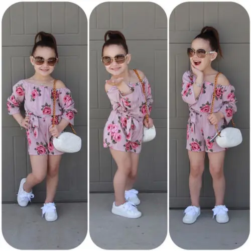 

Summer Kids Baby Girls Floral Print Off Shoulder Jumpsuit Sunsuit Outfits Clothes