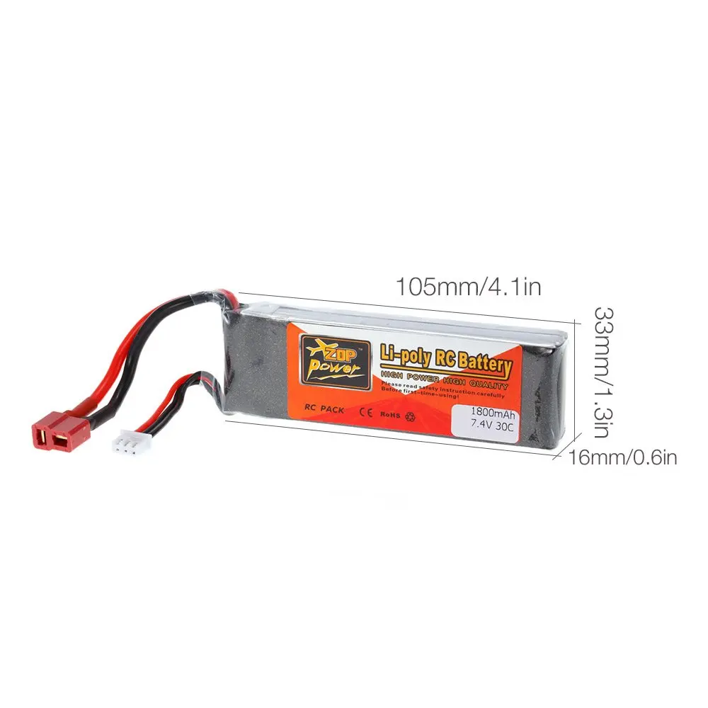 ZOP POWER Plug Lipo батарея для 2 S 7 4 V 1800 mah 30C T QAV250 FPV Racing RC Quadcopter Автомобильная лодка литий