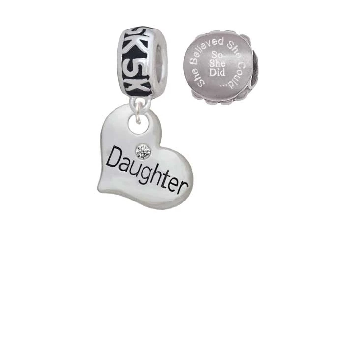 Silvertone большой ''Daughter'' сердце с прозрачным кристаллом 5 K Run она считала что