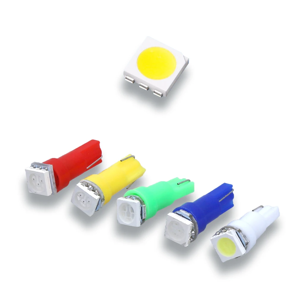 10 шт. T5 led 5050 1SMD t5 белый/зеленый/синий/красный/желтый боковые лампы DC 12V лампа с