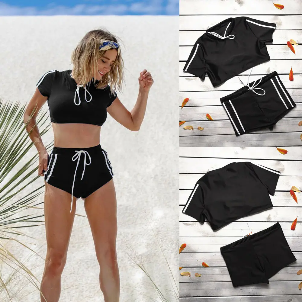 Комплект из 2 предметов полосатый укороченный топ и шорты Модный женский летний
