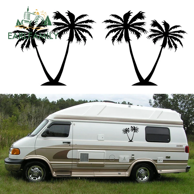 

EARLFAMILY 2x Palm Tree (one for Each Side) Car Stickers Camper Van RV Trailer Truck Motor Home Vinyl Graphics Kit Vinyl Decals