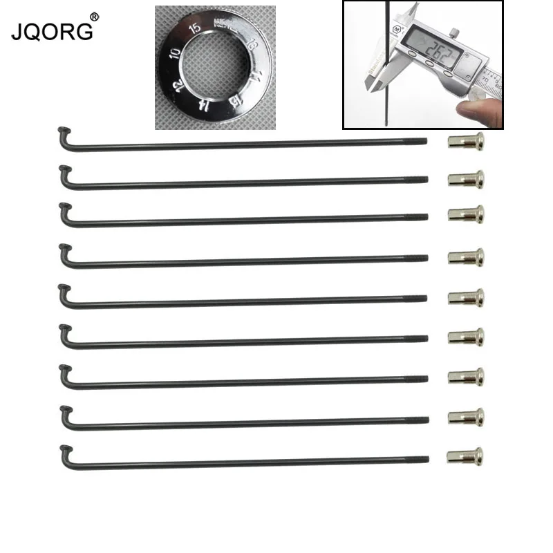 

Спицы для электронного велосипеда, 12 г 2,6 мм, черные спицы для электрического велосипеда J-bend, диаметр спиц для колеса 2,6 мм 45 #, стальные спицы ...
