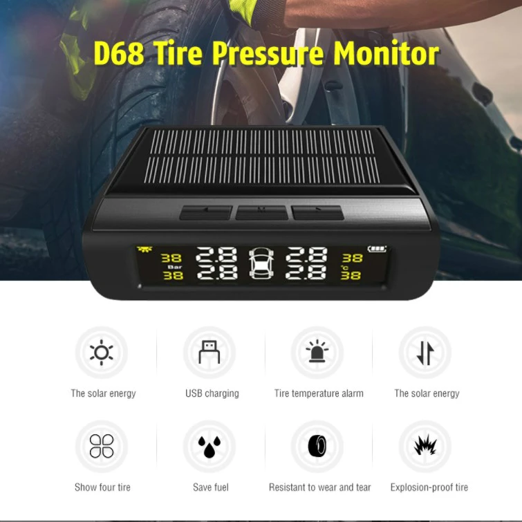 Zeepin TPMS 4 датчика для автомобиля в режиме реального времени солнечной энергии
