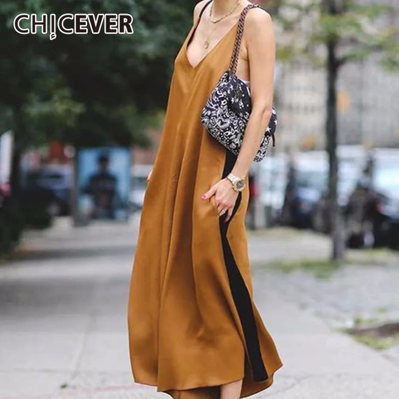 Женские свободные брюки CHICEVER с открытыми плечами на тонких лямках широкими