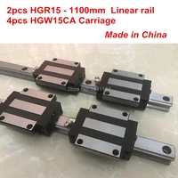 hgr15 linear guide rail 2pcs hgr15 1100mm 4pcs hgw15ca linear block carriage cnc parts