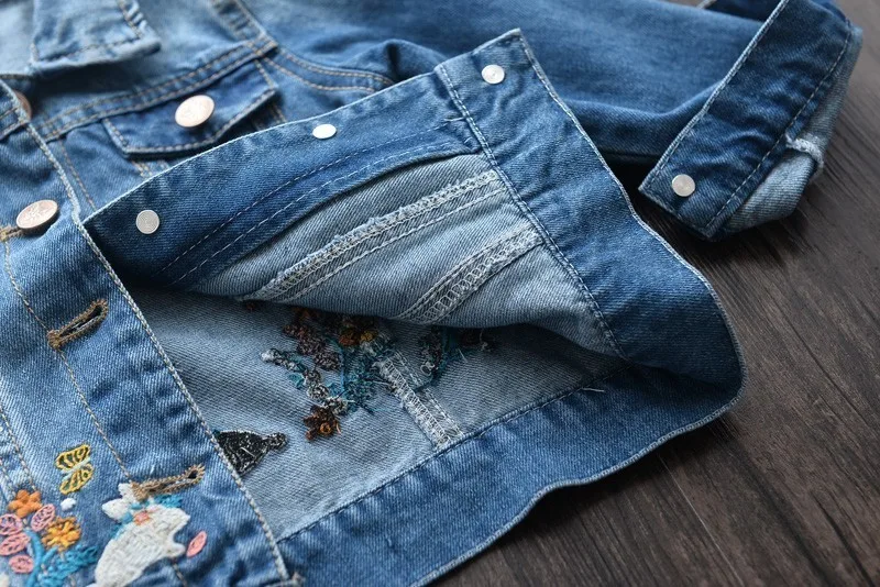 Джинсовая куртка для маленьких девочек весенняя модная детская с длинным