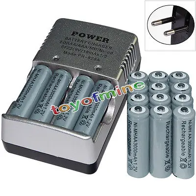 16x AA батареи оптом Перезаряжаемые Ni-MH 3000mAh 1 2 V серый + смарт-зарядное устройство |