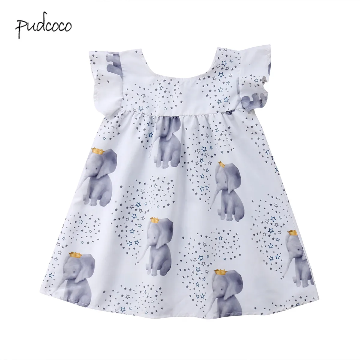 Новое Брендовое летнее платье Pudcoco с оборками в виде слона для маленьких девочек