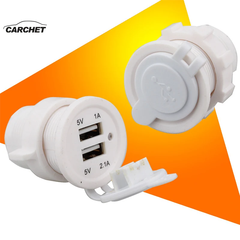CARCHET двойной USB мини зарядное устройство гнездо адаптер для всех телефонов белый