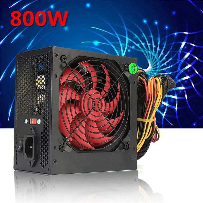 Черный 800 Вт блок питания 120 мм вентилятор 24 Pin PCI SATA ATX 12V Molex Подключение компьютера блок питания 80+ золото