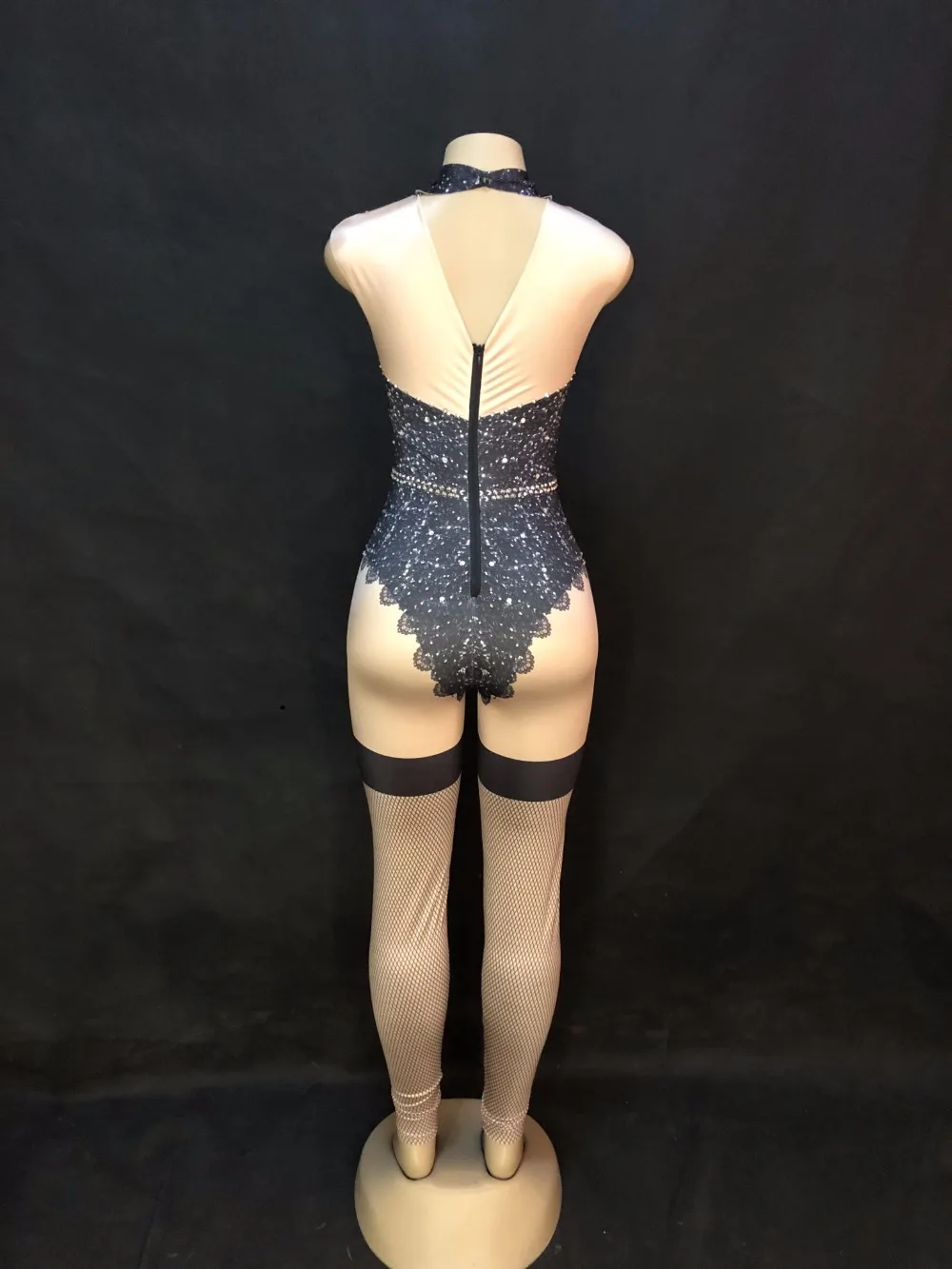 New Women Sexy Sparkling Crystals Jumpsuit Nightclub Leggings Bodysuit Costume Dance Stage Wear Female Singer Stretch Outfit