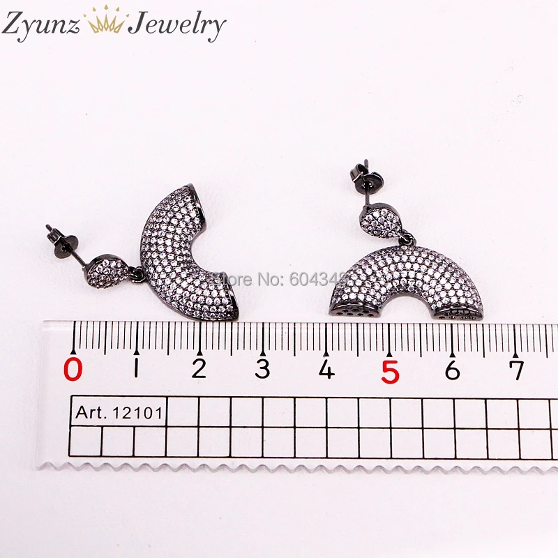 

5 Pairs ZYZ325-9986 CZ Micro Pave Flower with Cap for Earring Making, Earring Cap, Findings