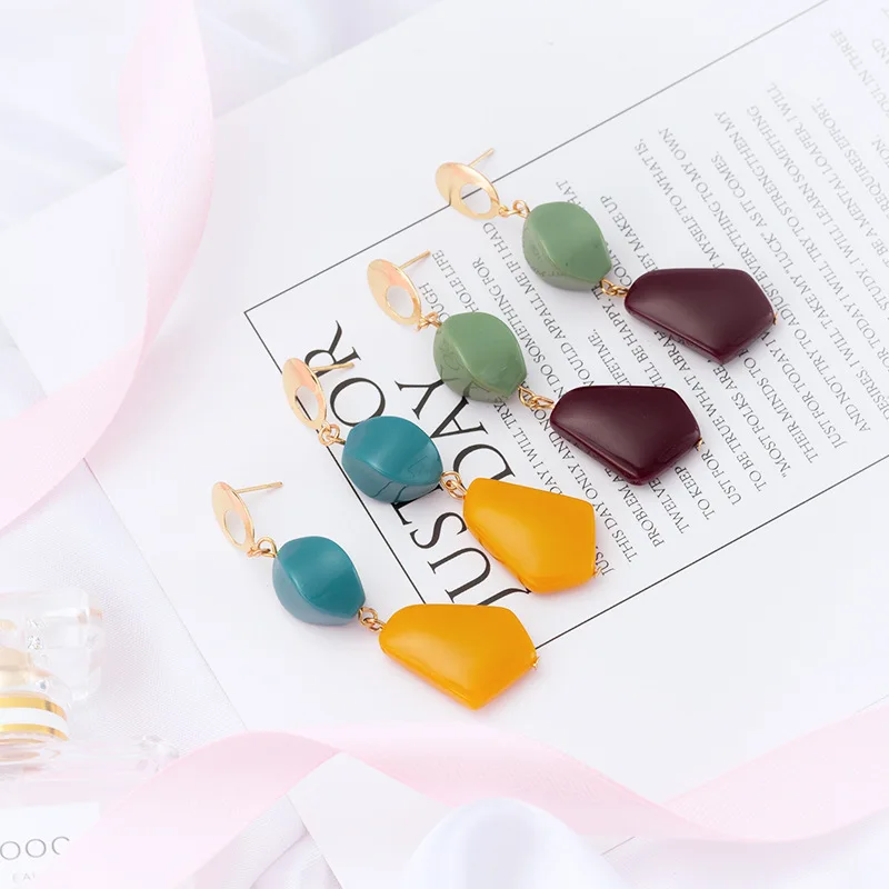 2019 богемные модные серьги из полимеров Асимметричные геометрические длинные