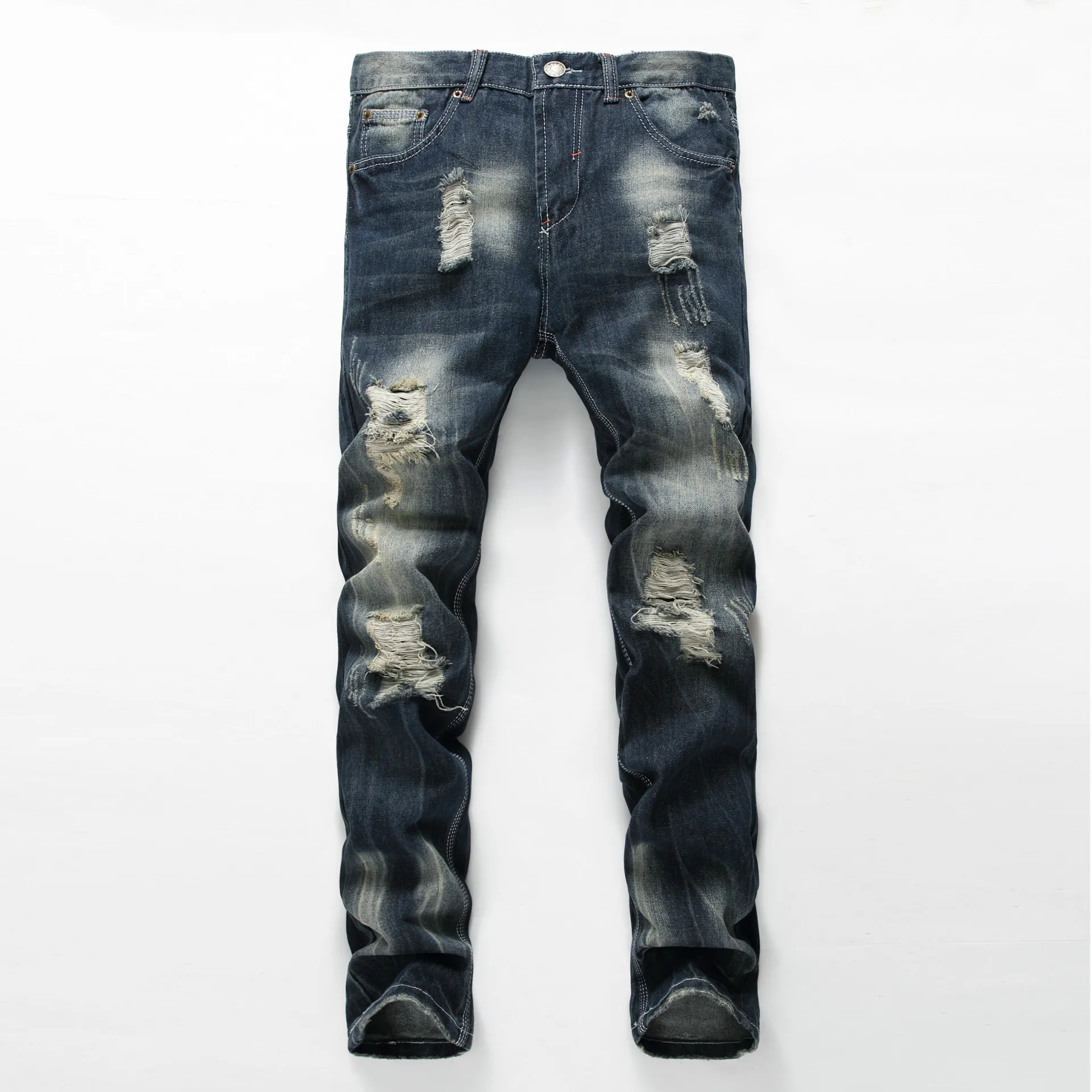 Зауженные джинсы West Jeans мужские рваные модные для мужчин|Мужские джинсы| |