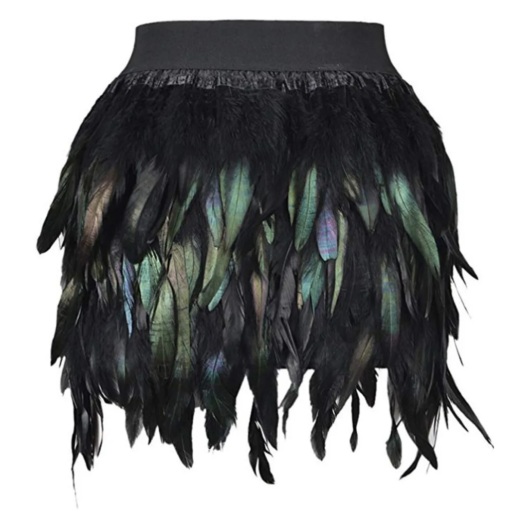 Handmade Feathers Sexy Skirt Women Gradient Color Mini Skirts Womens Nightclub Party | Женская одежда