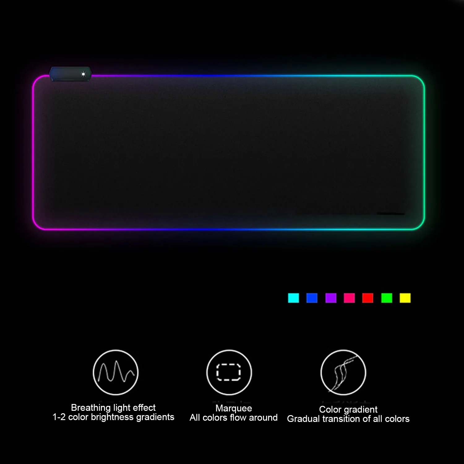 Большой коврик для мыши Besegad 400*900 мм RGB USB проводной светодиодный подсветка