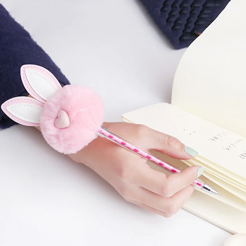 Милый Плюшевый Кролик с ушами гелевая ручка 0 5 мм Kawaii черными чернилами