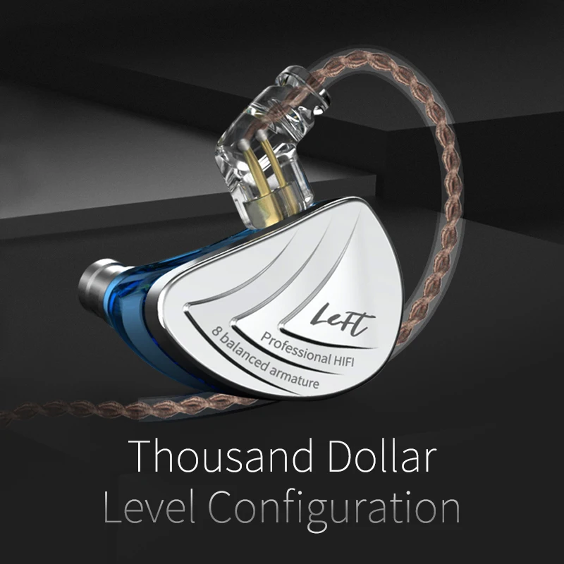 Новые наушники-вкладыши KZ AS16 8BA с драйвером Hi-Fi монитором разрешением IEM и съемным