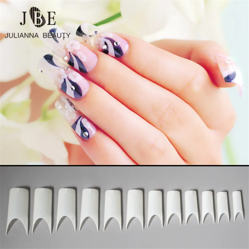 Накладные ногти Unhas Nagel 500 шт. изогнутые матовые натуральные белые Французский