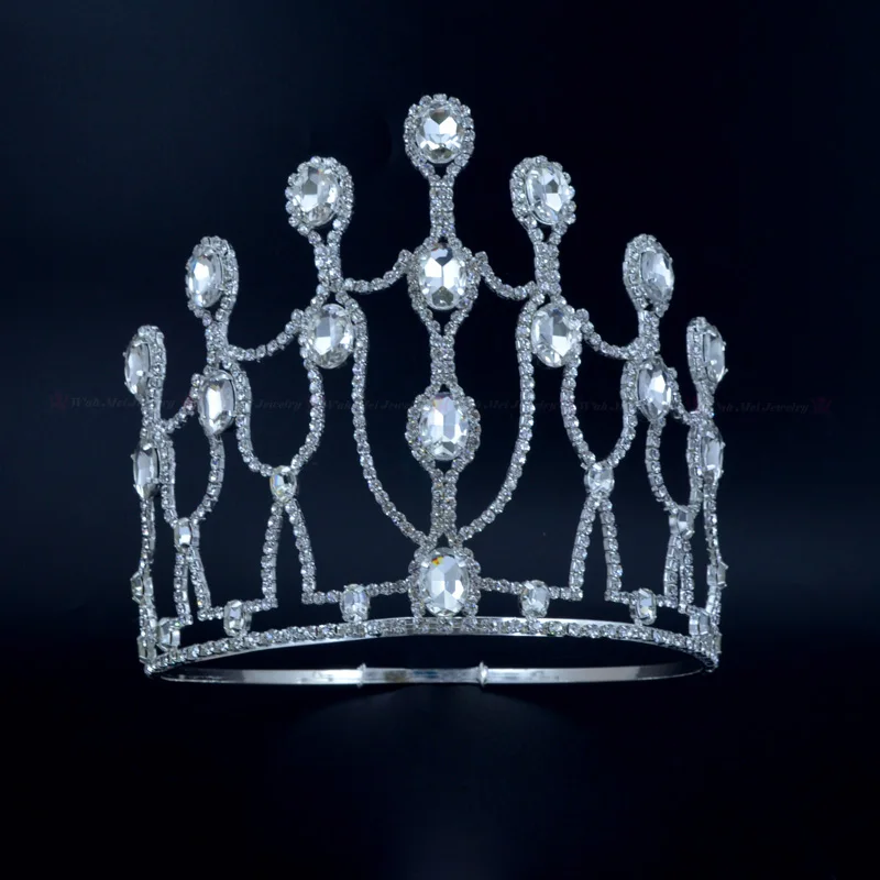 Большой Размеры торжества высокий короны тиары Стразы с украшением в виде