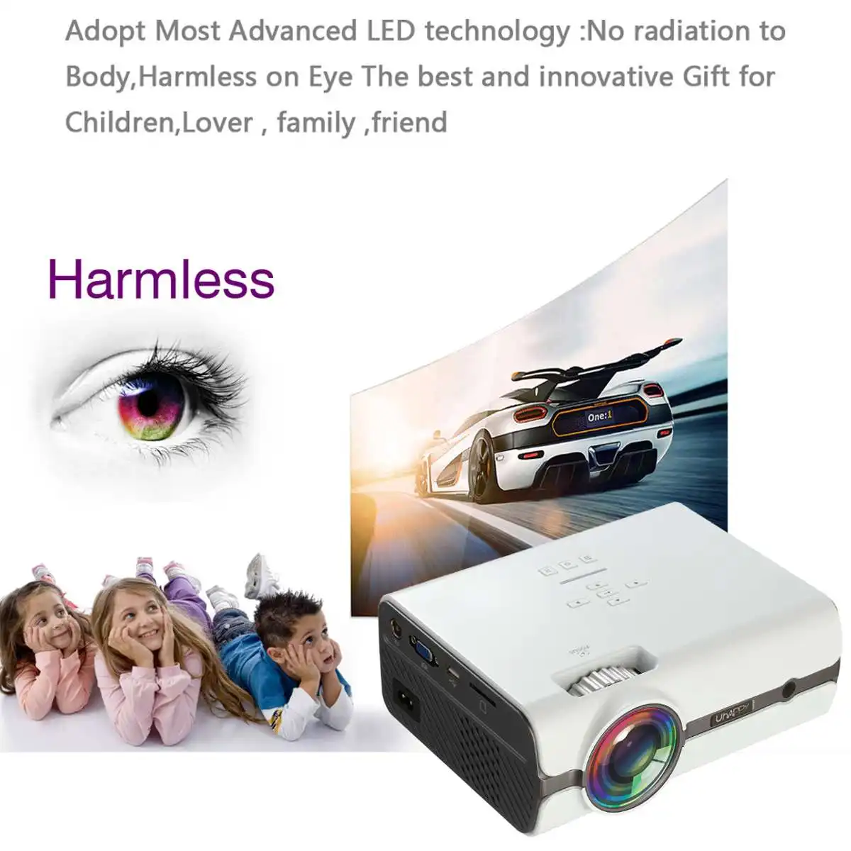 HD 1080 P портативный мини проектор 7500 дома ТЕАТР с внутренним кино USB ТВ HDMI 3D проектор