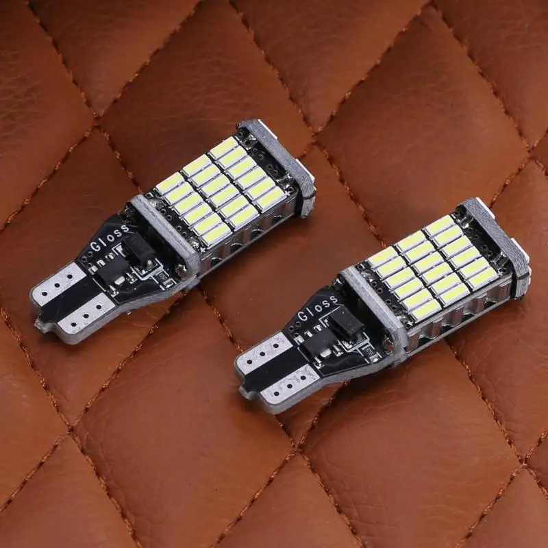 Светодиодный фонарь заднего хода T15 W16W 2 шт. 920 921 912 Canbus 4014 45SMD высокий светильник