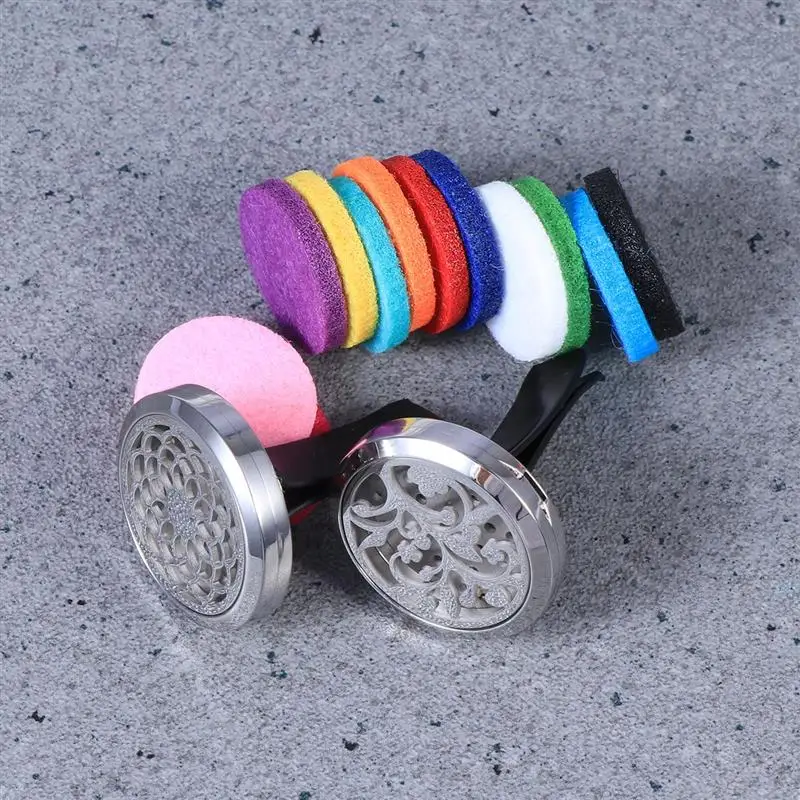 2pcs 30mm Car Essential Oil Diffuser Stainless Steel Aromatherapy Vent Clip Air Freshener Locket for with 12 Refill Pads | Автомобили и