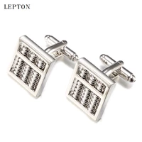 hot abacus cufflinks for mens lepton brand brass material metal silver color functional tool abacus cuff links with gift box