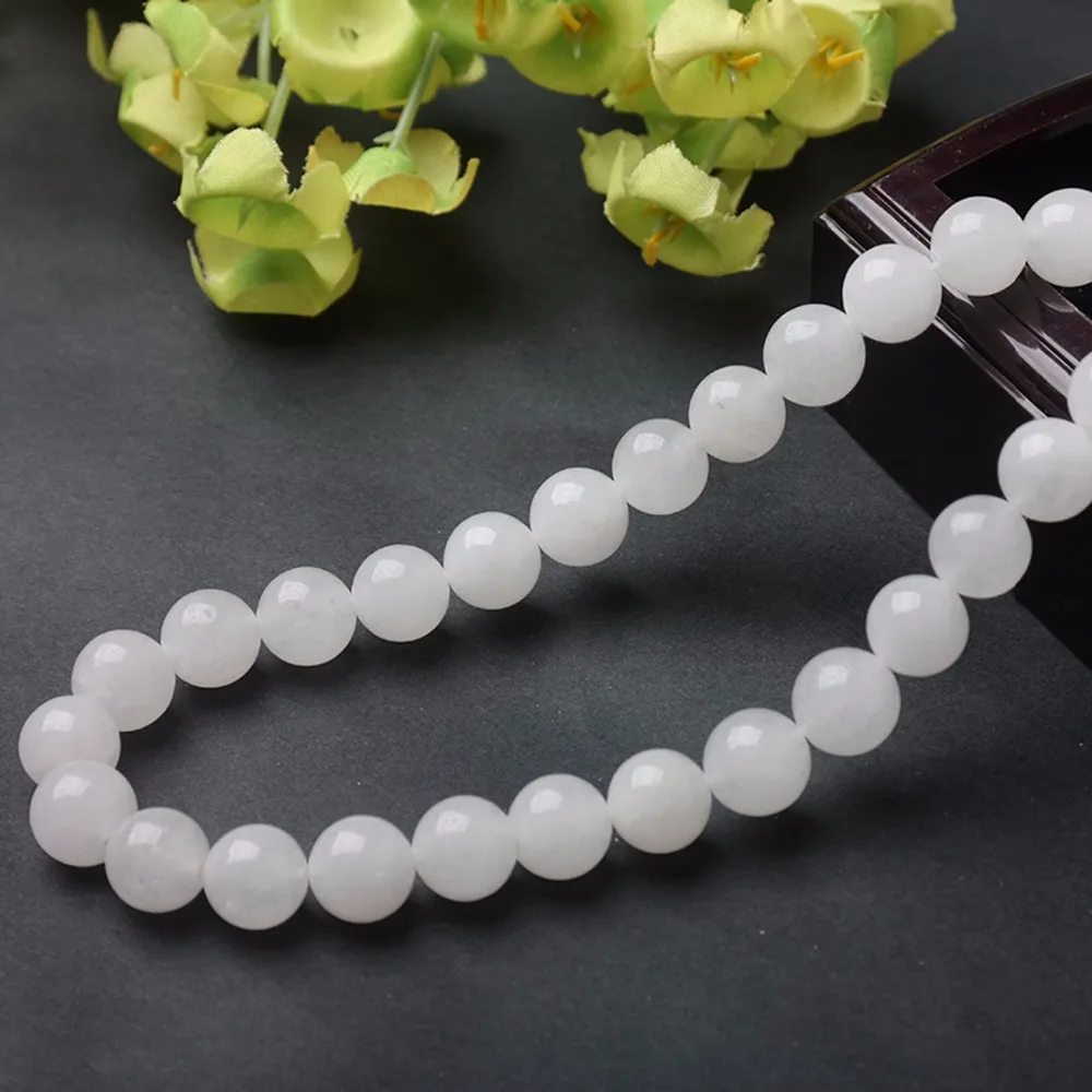 

4/6/8/10/12MM Round Natural White Color Stone Bead For Necklace Bracelets Jewelry Making Accessories Christmas Gift Wholesale