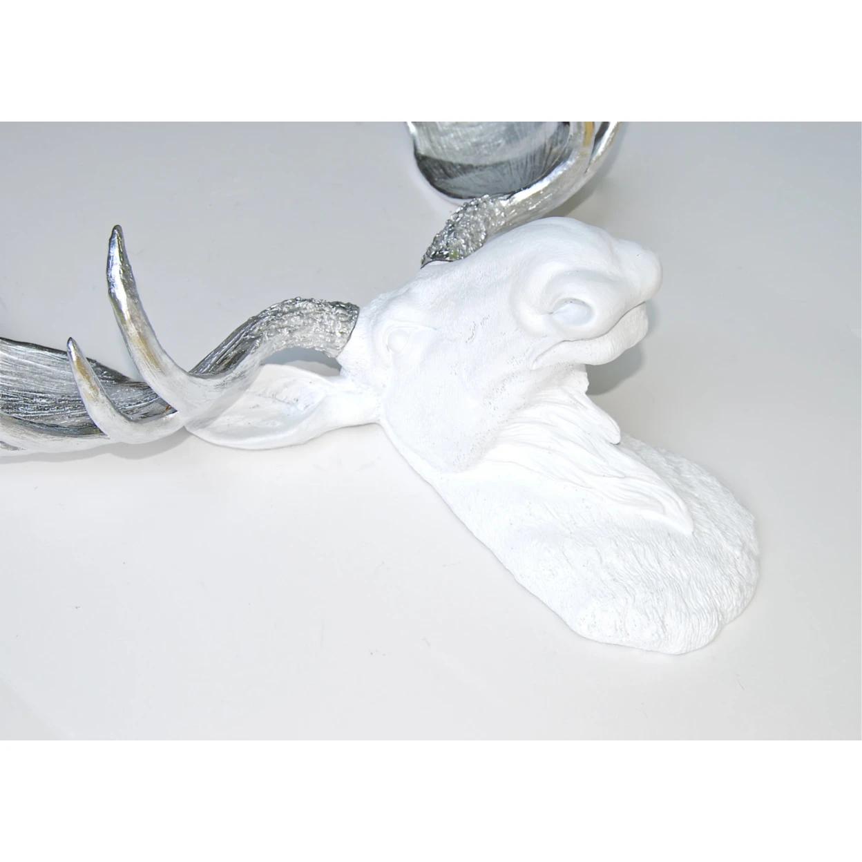 Белый лосиная голова-металлические серебряные рога-искусственный Taxidermy Moose M0110 |