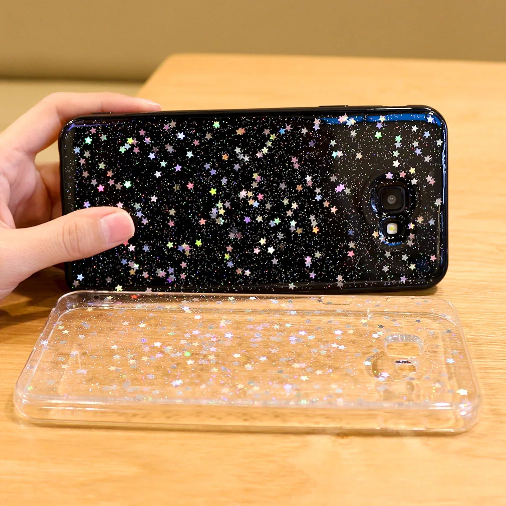 Case For Samsung Galaxy J4 2018 Plus J6 A6 Glitter Star Glossy Silicone Ultra Thin Crystal Cute Girls |
