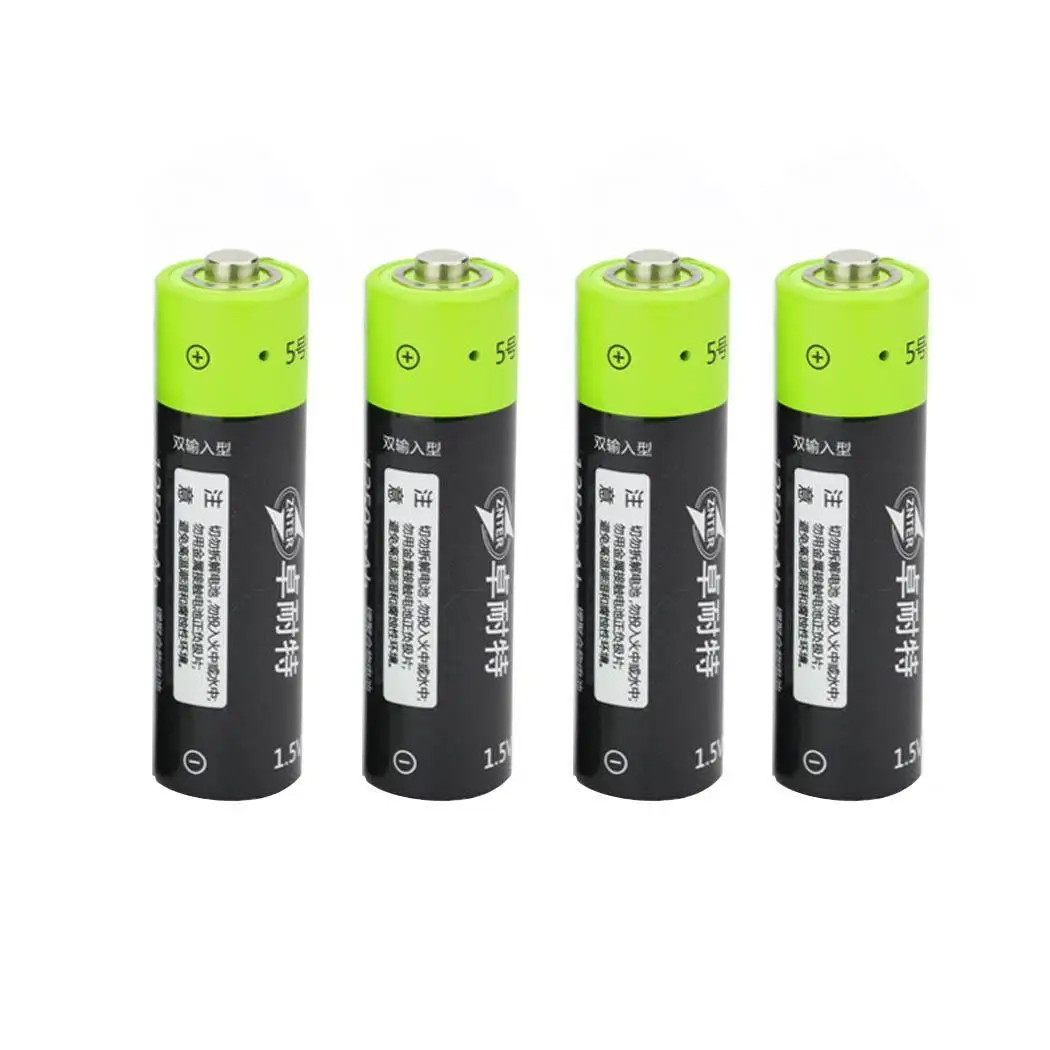 Размеры AA 1250 мАч Универсальный литиевых перезаряжаемый аккумулятор USB 5 В 1 около