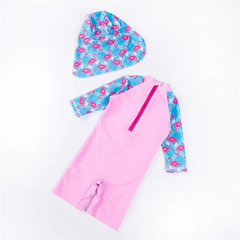 Купальный костюм фламинго для девочек высокое качество УФ 50 + защита от солнца