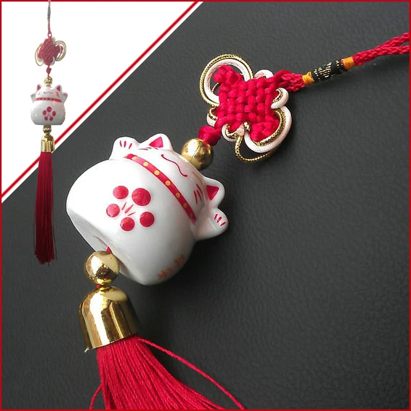Китайский керамический подвесной орнамент Lucky Cat автомобильный декор