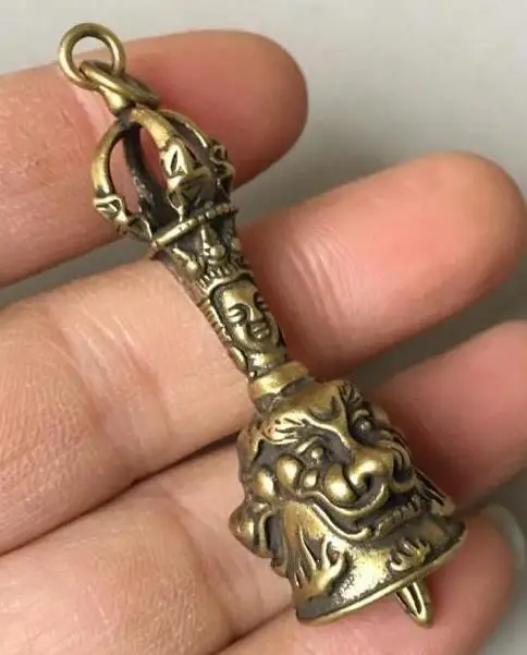 Маленький Curio китайский буддийский из бронзы голова Будды Kylin Chi lin Qilin