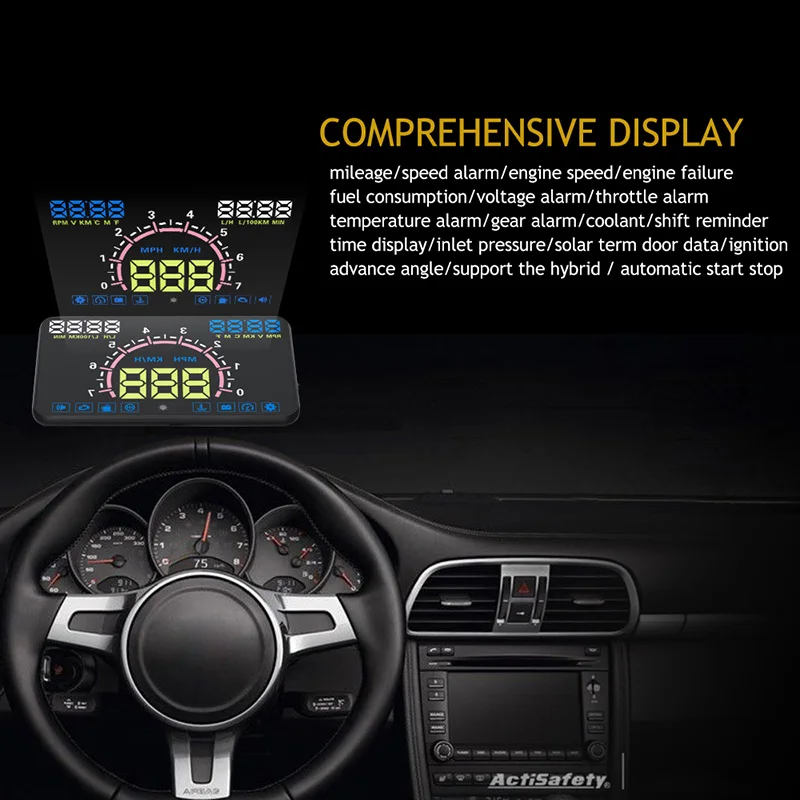Auto HUD 5.5'' Head Up Display Car Speed Projector OBD2 II EUOBD Overspeed Warning Windshield Alarm System | Автомобили и