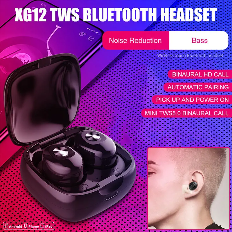 TWS XG12 бинауральные Bluetooth 5 0 наушники беспроводные водостойкие мини-вкладыши HIFI