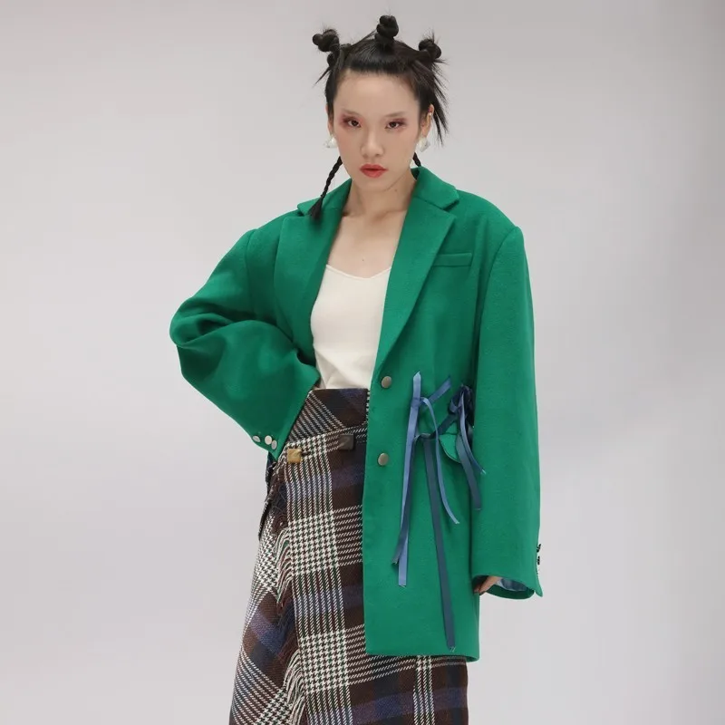 TWOTWINSTYLE бант ленты Женский костюм длинный рукав кружево Туника шерстяной Блейзер